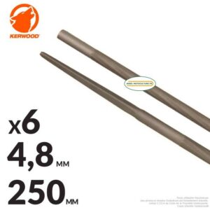 6 limes d’affûtage 4,8 mm (3/16) chaîne .325 et 3/8 à mi-usure, Kerwood