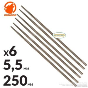 6 limes d’affûtage 5,5 mm (7/32) chaîne 3/8″ et .404″, Kerwood