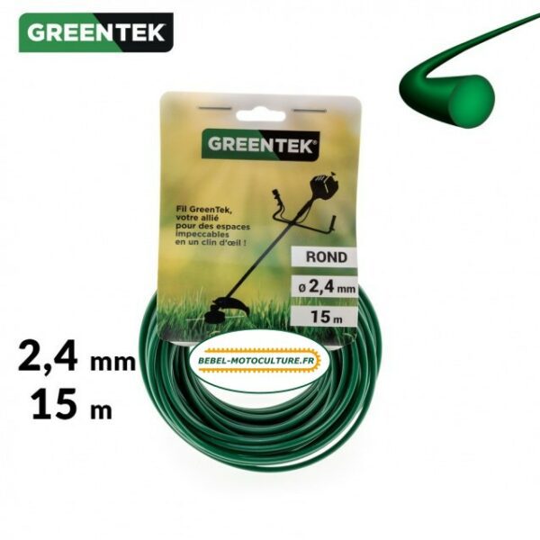 Fil débroussailleuse rond 2,4mm x 15m Greentek