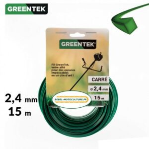 Fil débroussailleuse carré 2,4mm x 15m Greentek