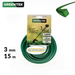 Fil débroussailleuse carré 3mm x 15m Greentek