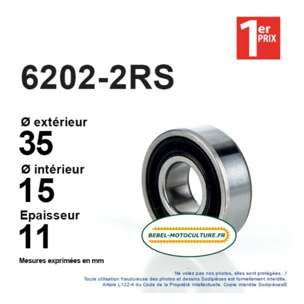 Roulement 6202-2RS double étanchéité