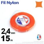 Fil nylon carré 2,4mm x 15m pour débroussailleuse