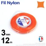 Fil nylon carré 3mm x 12m pour débroussailleuse