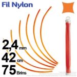 Fil nylon carré 2,4mm x 42cm pour débroussailleuse 75 brins