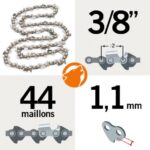 Chaîne de tronçonneuse 44 entraineurs 3/8"LP, 1,1mm, KERWOOD semi carrée