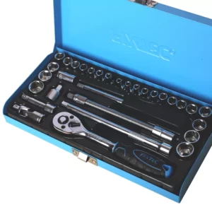 Coffret à cliquet 1/4 douilles 6 pans métriques et SAE impériales Fixtec