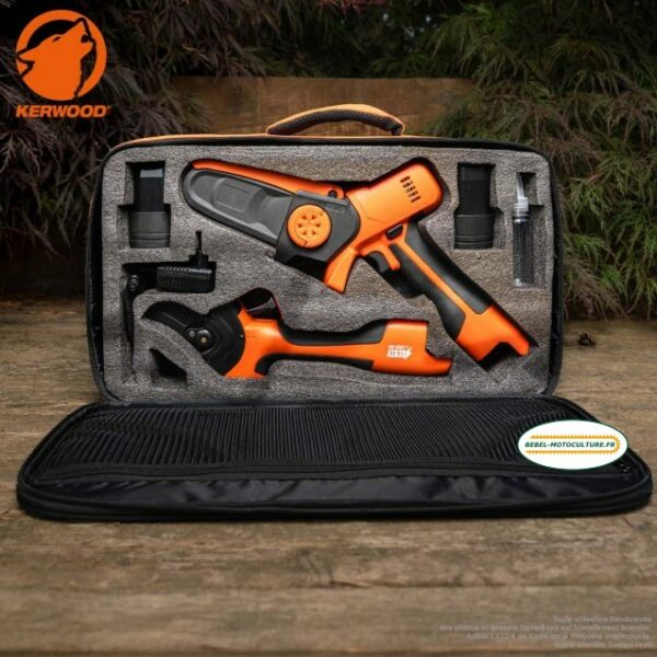 Pack mini tronçonneuse + sécateur électrique sans fil Kerwood 2 batteries