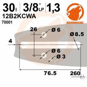 Guide 30cm, 3/8LP, 1,3mm tronçonneuse HUSQVARNA 36, 41