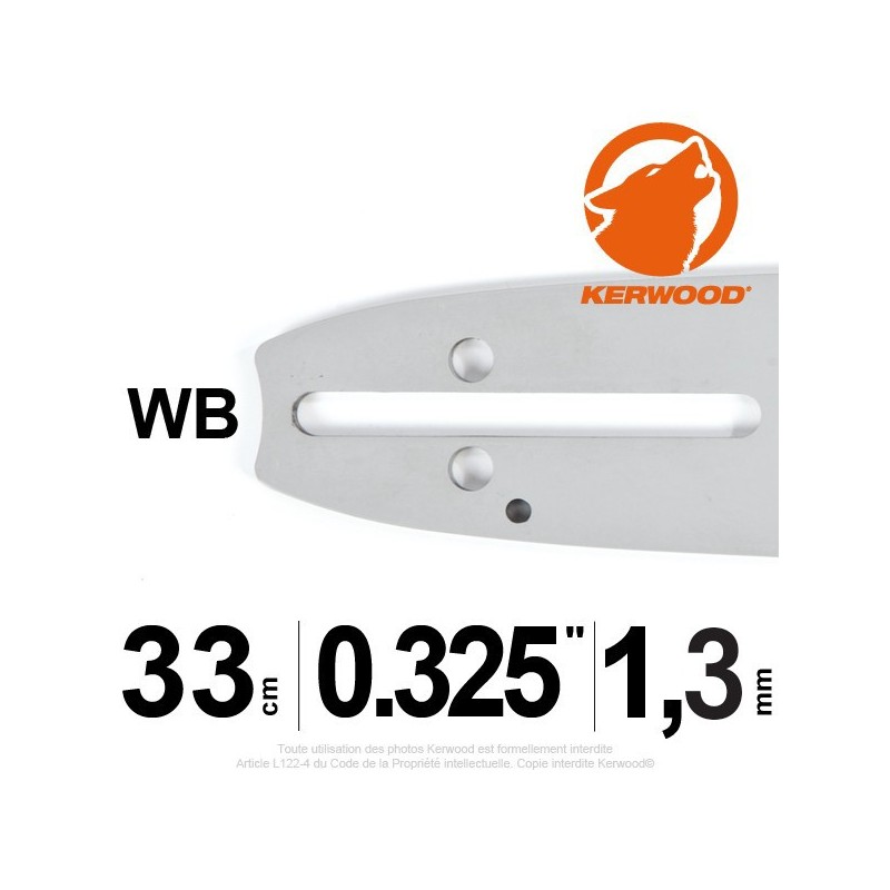Guide chaine 33cm, .325″, 1,3mm, Kerwood 13C2KSWB