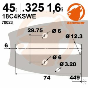 Guide tronçonneuse STIHL 45cm, 325, 1,6mm, Kerwood 18C4KSWE