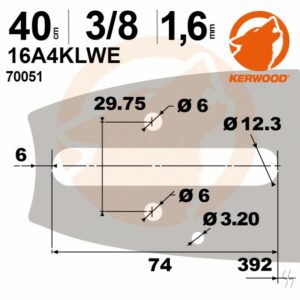 Guide tronçonneuse STIHL 40cm, 3/8, 1,6mm, Kerwood