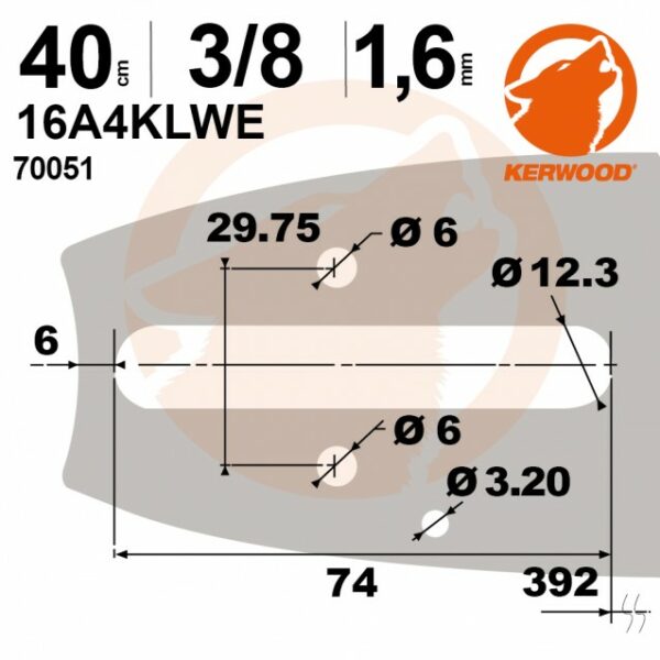 Guide tronçonneuse STIHL 40cm, 3/8, 1,6mm, Kerwood