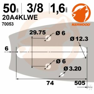 Guide tronçonneuse STIHL 50cm, 3/8, 1,6mm, Kerwood