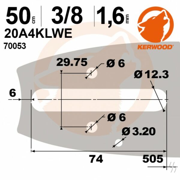 Guide tronçonneuse STIHL 50cm, 3/8, 1,6mm, Kerwood