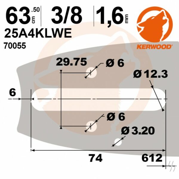 Guide tronçonneuse STIHL 63cm, 3/8, 1,6mm, Kerwood