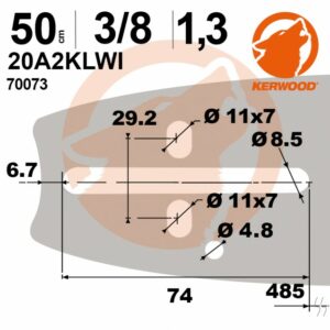 Guide tronçonneuse ZENOAH 50cm, 3/8, 1,3mm, Kerwood 20A2KLWI