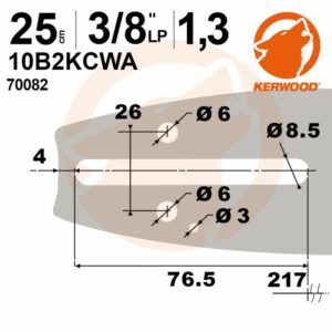 Guide chaine 25cm, 3/8LP, 1,3mm Kerwood 10B2KCWA