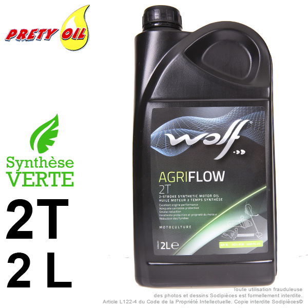 Huile 2 temps synthétique Wolf Agriflow – 2 litres