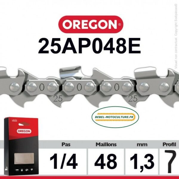 Chaîne de tronçonneuse 48 entraineurs 1/4, 1,3mm, Oregon 25AP048E