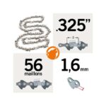 Chaîne de tronçonneuse 56 entraineurs .325", 1,6mm, Kerwood semi carrée