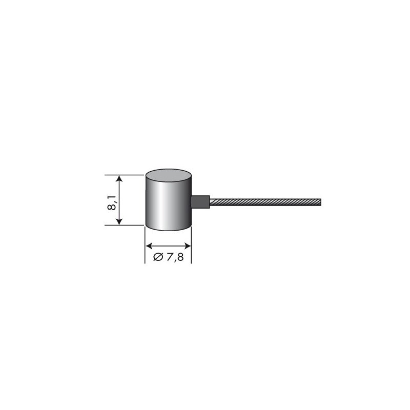 Câble souple Ø 2,5 mm. L : 2,5 m. Embout tonneau 7,8 x 8,1 mm.