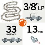 Chaîne 33 maillons 3/8LP, 1,3mm, élagueuse sur perche RYOBI guide 20cm