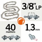 Chaîne 40 maillons 3/8LP, 1,3mm Husqvarna T425 guide 25cm