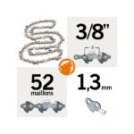 Chaîne de tronçonneuse 52 entraineurs 3/8", 1,3mm KERWOOD semi carrée