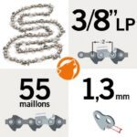 Chaine 55 maillons 3/8LP, 1,3mm tronçonneuse STIHL guide 40cm