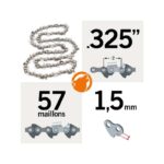 Chaîne de tronçonneuse 57 entraineurs .325", 1,5mm, Kerwood semi carrée