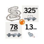 Chaîne de tronçonneuse 78 entraineurs .325", 1,3mm, Kerwood semi carrée