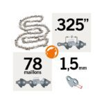 Chaîne de tronçonneuse 78 entraineurs .325", 1,5mm, Kerwood semi carrée