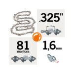 Chaîne de tronçonneuse 81 entraineurs .325", 1,6mm, Kerwood semi carrée