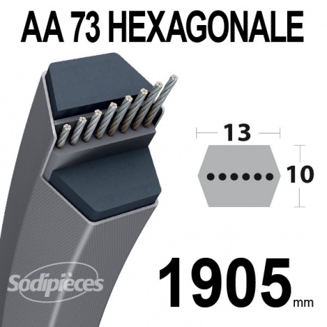Courroie AA73 hexagonale Lisse, 7022252, 1001223