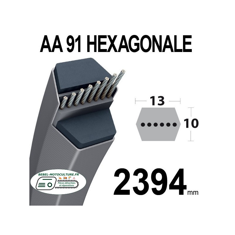Courroie AA91 hexagonale Lisse