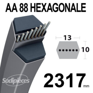 Courroie AA88 hexagonale Lisse, 754-0443