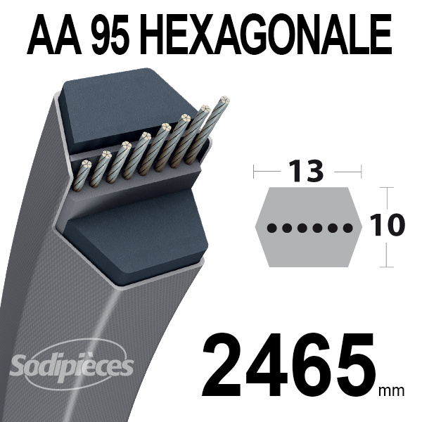 Courroie AA95 hexagonale Lisse