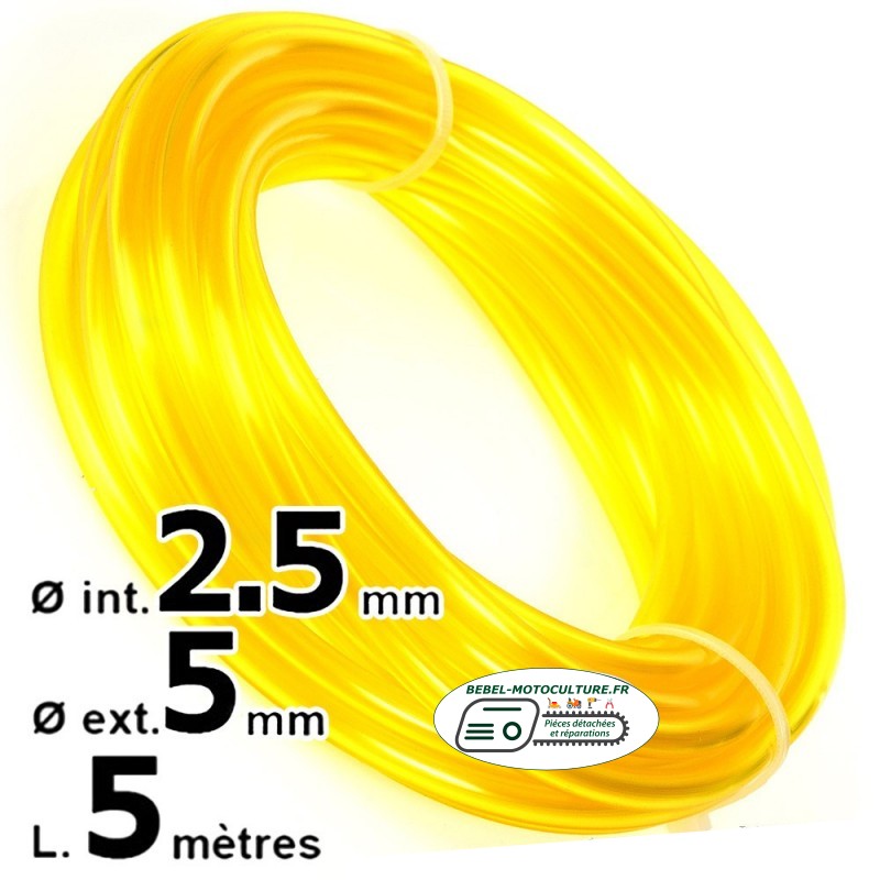 5 mètres durite d’essence 2,5×5 mm, nylon jaune