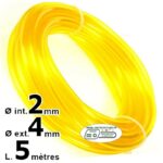 5 mètres durite d'essence 2x4 mm, nylon jaune