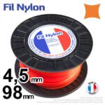 Fil nylon carré 4,5mm x 98m pour débroussailleuse