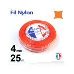 Fil nylon carré 4mm x 25m pour débroussailleuse