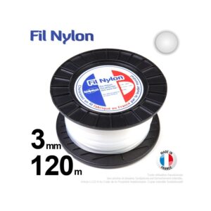 Fil nylon rond 3mm x 120m pour débroussailleuse
