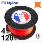 Fil nylon carré 4mm x 120m pour débroussailleuse