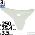 Lame nylon 3 dents pour débroussailleuse 250x3,5x25,4