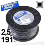 Fil nylon carré Titanium Power 2,5mm x 191m pour débroussailleuse