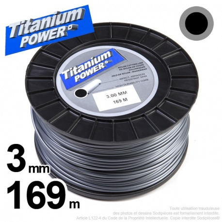 Fil nylon rond Titanium Power 3mm x 169m pour débroussailleuse